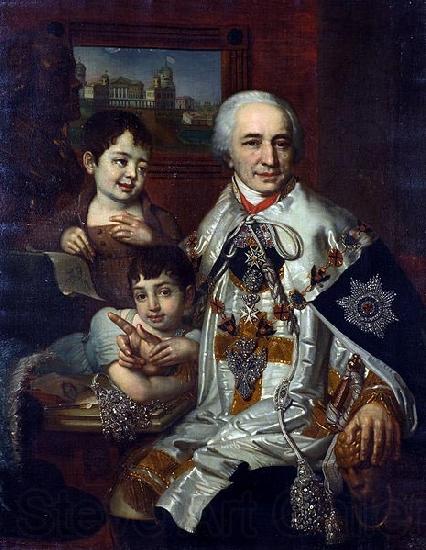 Vladimir Lukich Borovikovsky Portrait of count G.G. Kushelev with children France oil painting art